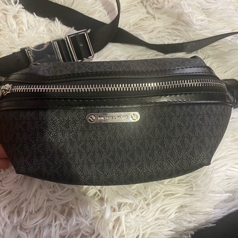 Michael Kors Black Belt Bag with Silver Hardware